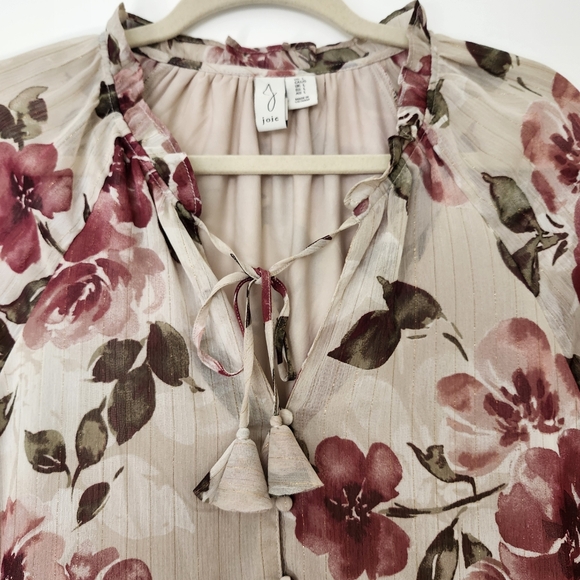 Joie Cecarina Floral Romantic Peasant Blouse Size Large - Picture 3 of 11